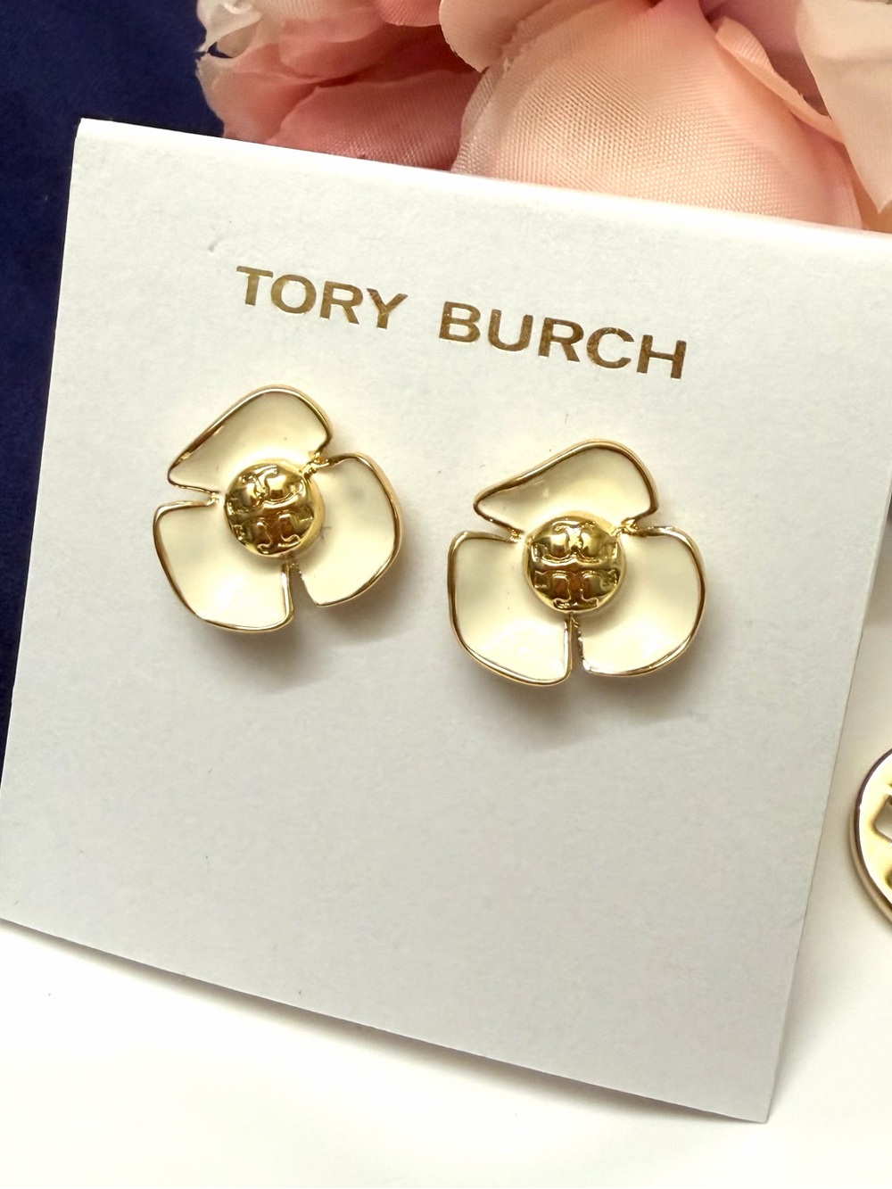 Tory Burch Fleur Flower Stud Earrings